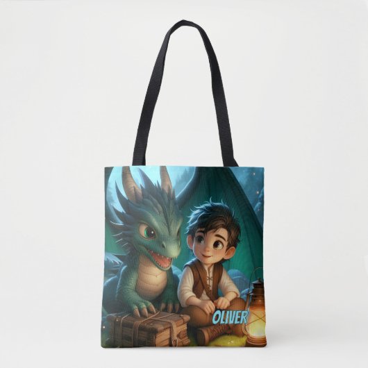 Personalized Dragon Adventure Tote Bag for Kids (Voorkant)