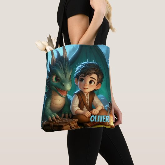Personalized Dragon Adventure Tote Bag for Kids (Dichtbij)