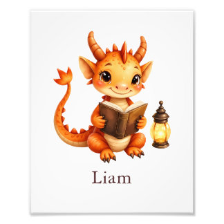 Personalized Dragon Art Print Custom Nursery Kids Foto Afdruk