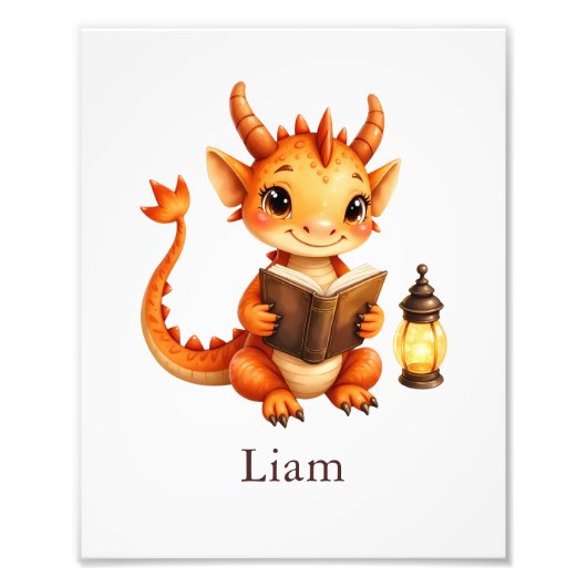 Personalized Dragon Art Print Custom Nursery Kids  Foto Afdruk (Voorkant)