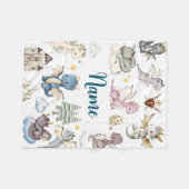 Personalized Dragon Baby Blanket with Name Fleece Deken (Voorkant (Horizontaal))