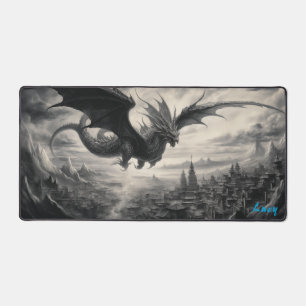 Personalized Dragon over Chinese City Desk Mat