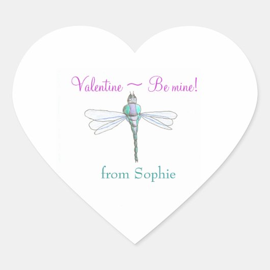 Personalized dragonfly valentine sticker (Voorkant)
