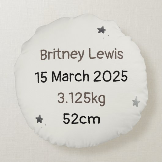 Personalized Dream Big - Custom Name & Birth Stats Rond Kussen (Achterkant)