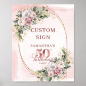 Personalized Dreamy Blush Floral 50 Birthday 8x10 Poster (Voorkant)