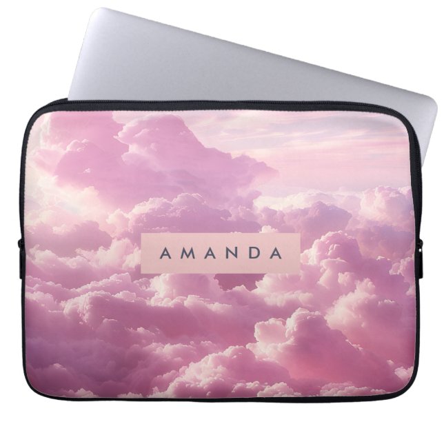 Personalized Dreamy Pastel Pink Cloud  Laptop Sleeve (Voorkant)
