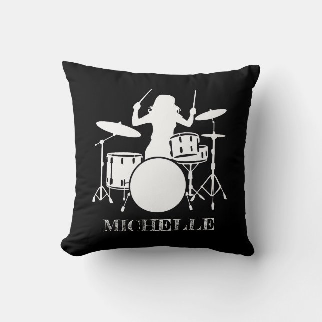 Personalized Drummer Girl | Drums Drummer Gift Kussen (Voorkant)
