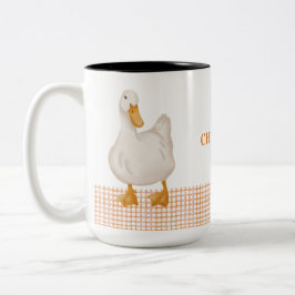 Personalized Duck – Cute Farm Animal Design Tweekleurige Koffiemok