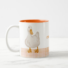 Personalized Duck Mug – Cute Farm Animal Design wi Tweekleurige Koffiemok