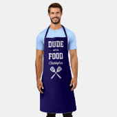 Personalized Dude with the Food Navy Blue Grilling Schort (Gedragen)