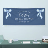 Personalized Dusty Blue Bow Welcome Bridal Shower Spandoek (Beurs)