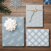 Personalized Dusty Blue Christmas Inpakpapier Vel