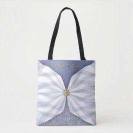 Personalized Dusty Blue Jewel Textile Illusion Tote Bag