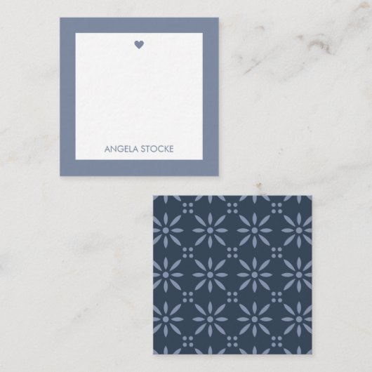Personalized Dusty Blue Retro Flower Notitiekaartje (Voorkant / Achterkant)