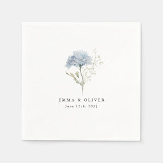 Personalized Dusty Blue Watercolor Wedding Napkins Servet