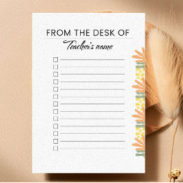 Personalized Earthy Botanical Teacher Checklist Post-it® Notes
