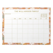 Personalized Earthy Floral Family Planner Calendar Notitieblok (Voorkant)