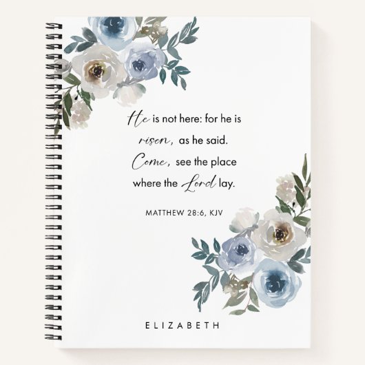 Personalized Easter Bible Verse Floral Christian Notitieboek (Voorkant)