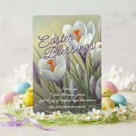 Personalized Easter Blessings Crocus Floral Card Feestdagenkaart