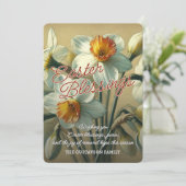 Personalized Easter Blessings Daffodil Floral Card Feestdagenkaart (Staand voorkant)