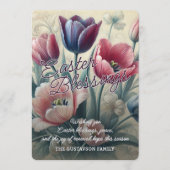 Personalized Easter Blessings Tulips Floral Card Feestdagenkaart (Voorkant)