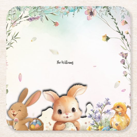 Personalized Easter Brunch Paper Square Coaster Kartonnen Onderzetters (Voorkant)
