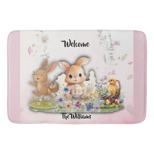 Personalized Easter Bunny Bath Mat (Voorkant)