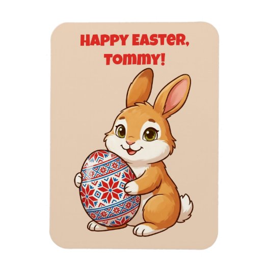 Personalized Easter Bunny Magnet | Vinyl Glossy Magneet (Verticaal)