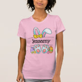 Personalized Easter Bunny Name Pastel Bow T-shirt (Voorkant)