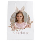 Personalized Easter Bunny Photo Gift Bag Medium Cadeauzakje (Achterkant)