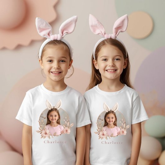 Personalized Easter Bunny Photo Kids T-Shirt