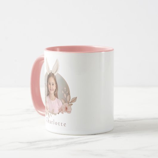 Personalized Easter Bunny Photo Pink Accent Mug Mok (Voorkant links)