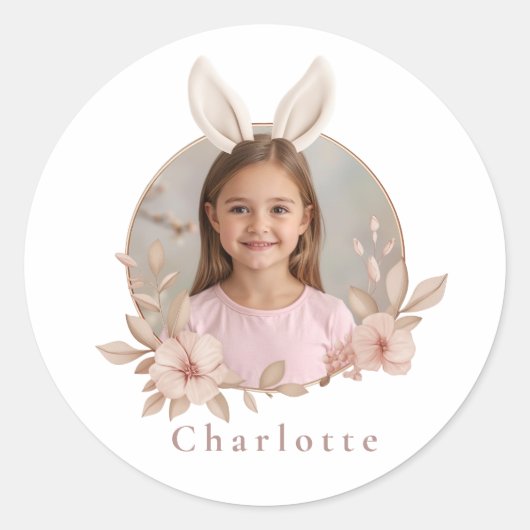 Personalized Easter Bunny Photo Stickers for Kids (Voorkant)