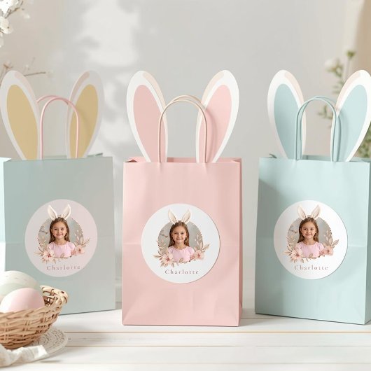 Personalized Easter Bunny Photo Stickers for Kids