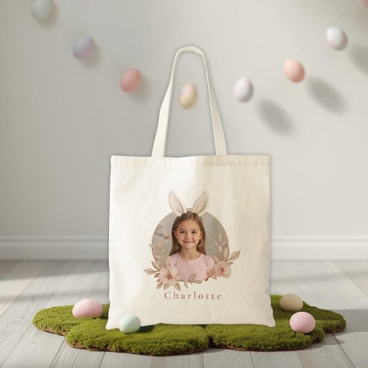 Personalized Easter Bunny Photo Tote Bag 
