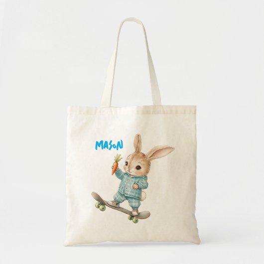 Personalized Easter Bunny Skateboard Tote Bag (Voorkant)