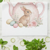 Personalized Easter Bunny Teapot Family Theedoek (Gevouwen)