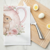 Personalized Easter Bunny Teapot Family Theedoek (Quarter Fold)