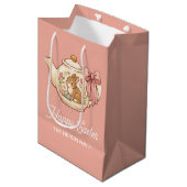 Personalized Easter Bunny Teapot Floral  Medium Cadeauzakje (Voorkant Gekanteld)