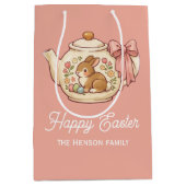 Personalized Easter Bunny Teapot Floral  Medium Cadeauzakje (Voorkant)