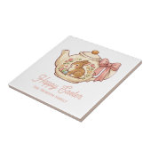 Personalized Easter Bunny Teapot Floral  Tegeltje (Zijkant)