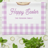 Personalized Easter Bunny Teapot Gingham Family Theedoek (Gevouwen)