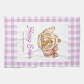 Personalized Easter Bunny Teapot Gingham Family Theedoek (Horizontaal)