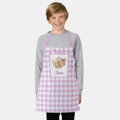 Personalized Easter Bunny Teapot Gingham Name Schort (Gedragen)