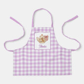 Personalized Easter Bunny Teapot Gingham Name Schort (Voorkant)