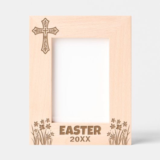 Personalized Easter Cross with Daffodils Gegraveerde Lijstjes (Voorkant)