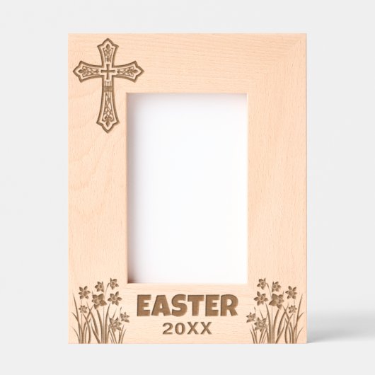 Personalized Easter Cross with Daffodils Gegraveerde Lijstjes (Voorkant)