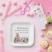 Personalized Easter Egg Hunt Brunch Bunny Floral Papieren Bordje (Feest)