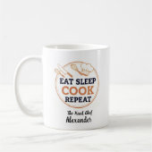 Personalized Eat Sleep Cook Repeat Head Chef Quote Koffiemok (Links)