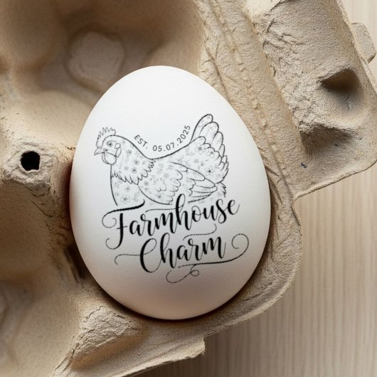 Personalized egg stamp, personalized fresh egg  Rubberstempel